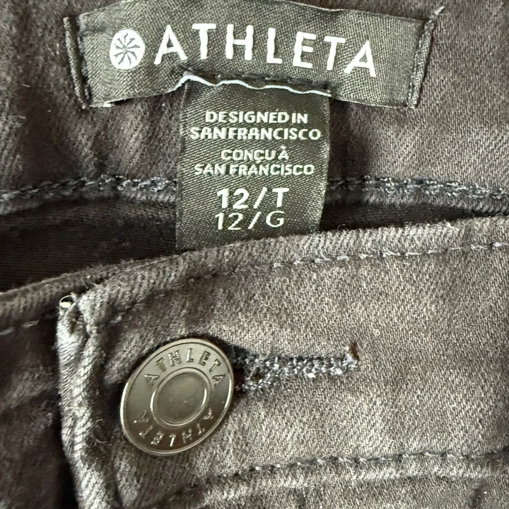 Athleta Flex Kick Flare Jean Black Women's Size 12 Tall Zip Pocket Stretch EUC - Picture 6 of 6